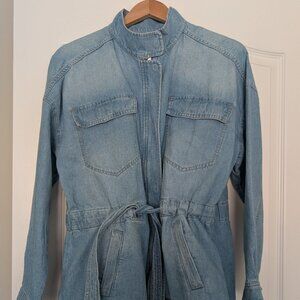 ✨ Gap Denim Utility Jacket Large Drawstring Waist Light Wash